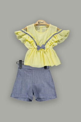 Wholesale 2-Piece Girls Blouse and Shorts Set 2-5Y Kumru Bebe 1075-3619 Yellow