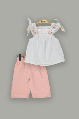 Wholesale 2-Piece Girls Blouse and Shorts Sets 2-5Y Kumru Bebe 1075-3821 Ecru