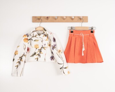 Wholesale 2-Piece Girls Blouse and Skirt 3-7Y Moda Mira 1080-7106 Orange