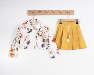 Wholesale 2-Piece Girls Blouse and Skirt 3-7Y Moda Mira 1080-7106 Honey foam