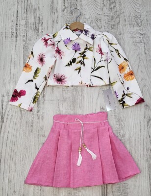 Wholesale 2-Piece Girls Blouse and Skirt 8-12Y Moda Mira 1080-7107 Pink