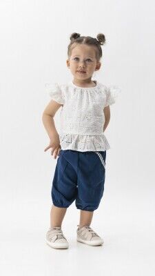 Wholesale 2-Piece Girls Blouse Set With Shorts 2-5Y Wecan 1022-23220 - Wecan (1)