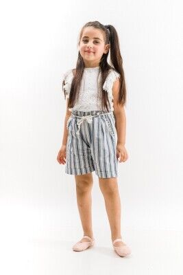 Wholesale 2-Piece Girls Blouse Set With Shorts 2-5Y Wecan 1022-23311 - Wecan