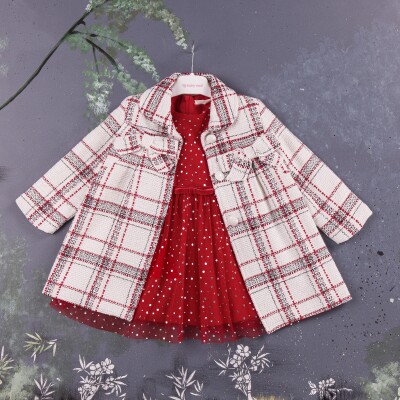 Wholesale 2-Piece Girls Coat Set with Dress 1-4Y BabyRose 1002-3829 - Babyrose