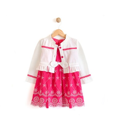 Wholesale 2-Piece Girls Dress with Jacket 2-5Y Lilax 1049-5948 Fuschia