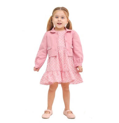 Wholesale 2-Piece Girls Dress with Jacket 2-5Y Lilax 1049-5975 - Lilax