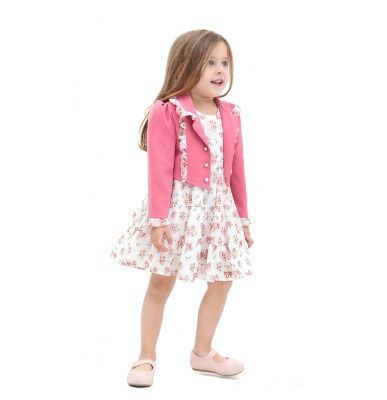 Wholesale 2-Piece Girls Dress with Jacket 6-9Y Lilax 1049-5965 - Lilax