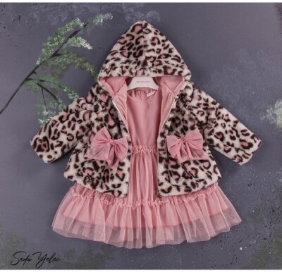 Wholesale 2-Piece Girls Dress with Plush Jacket 1-4Y BabyRose 1002-3925 - Babyrose (1)