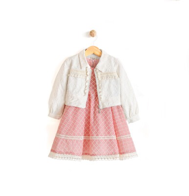 Wholesale 2-Piece Girls Dress with Zipper Jacket 2-5Y Lilax 1049-5940 - Lilax (1)