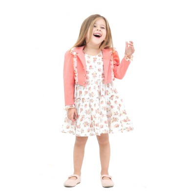 Wholesale 2-Piece Girls Flowers Dress with Jacket 2-5Y Lilax 1049-5946 - Lilax