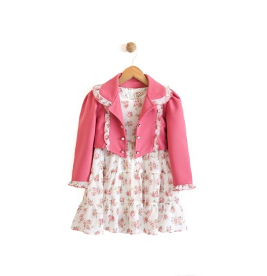 Wholesale 2-Piece Girls Flowers Dress with Jacket 2-5Y Lilax 1049-5946 - Lilax (1)