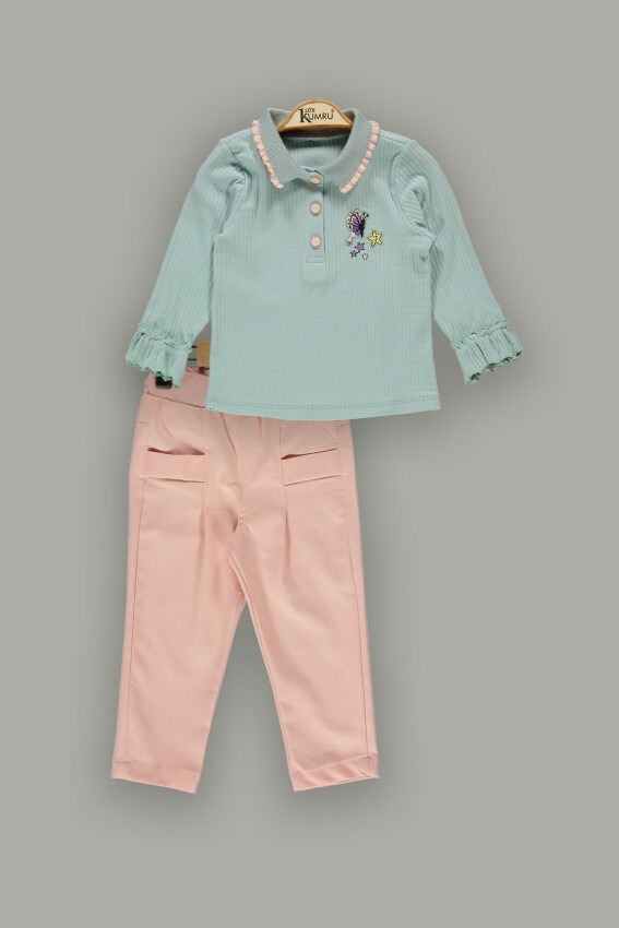 Wholesale 2-Piece Girls Pants and Long Sleeve T-shirt 2-5Y Kumru Bebe 1075-3928 - 1