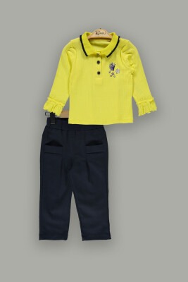 Wholesale 2-Piece Girls Pants and Long Sleeve T-shirt 2-5Y Kumru Bebe 1075-3928 Yellow