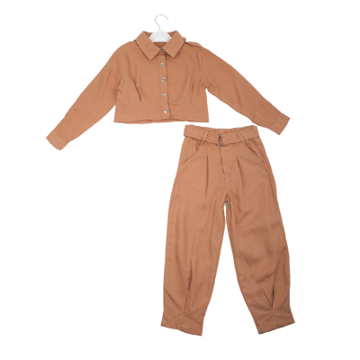 Wholesale 2-Piece Girls Pants Set 7-10Y Büşra Bebe 1016-23109 Brown