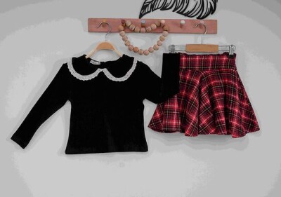 Wholesale 2-Piece Girls Set with Skirt and Blouse 3-6M Eray Kids 1044-6178 Black