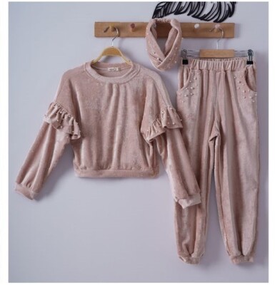Wholesale 2-Piece Girls Set with Sweat and Pants Eray Kids 1044-6163 Beige