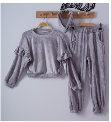 Wholesale 2-Piece Girls Set with Sweat and Pants Eray Kids 1044-6163 Gray