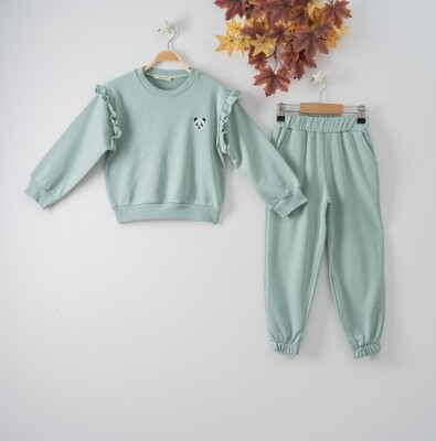 Wholesale 2-Piece Girls Set with Sweat and Sweatpants 7-10Y Büşra Bebe 1016-22263 Мятно-зеленый