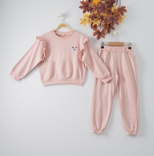 Wholesale 2-Piece Girls Set with Sweat and Sweatpants 7-10Y Büşra Bebe 1016-22263 - 1