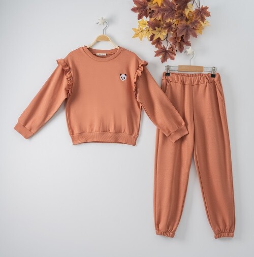 Wholesale 2-Piece Girls Set with Sweat and Sweatpants 7-10Y Büşra Bebe 1016-22263 - 2