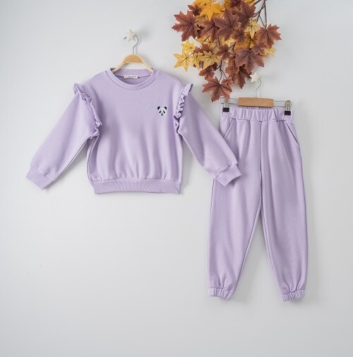 Wholesale 2-Piece Girls Set with Sweat and Sweatpants 7-10Y Büşra Bebe 1016-22263 - 3