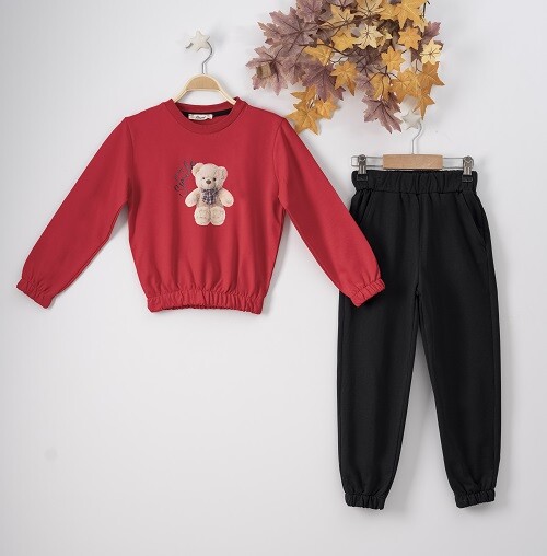 Wholesale 2-Piece Girls Set with Sweat and Sweatpants 7-10Y Büşra Bebe 1016-22264 - 1