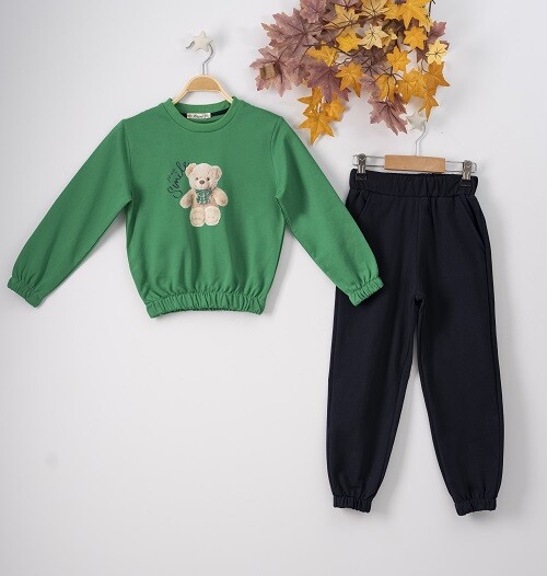 Wholesale 2-Piece Girls Set with Sweat and Sweatpants 7-10Y Büşra Bebe 1016-22264 - 2