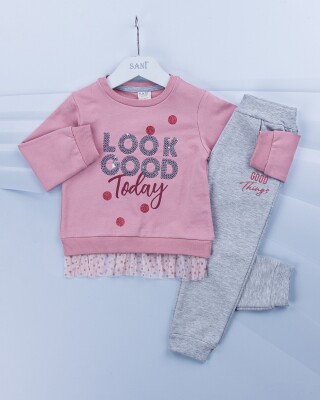 Wholesale 2-Piece Girls Set with Swet and Sweatpants 1-4Y Sani 1068-4581-1 - 1