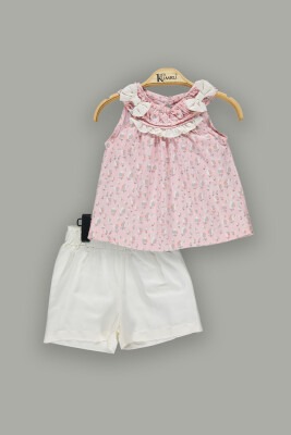 Wholesale 2-Piece Girls Shirt and Shorts Set 2-5Y Kumru Bebe 1075-3624 - 2
