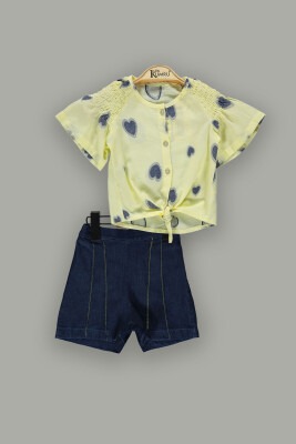 Wholesale 2-Piece Girls Shirt and Shorts Set 2-5Y Kumru Bebe 1075-3800 Жёлтый 