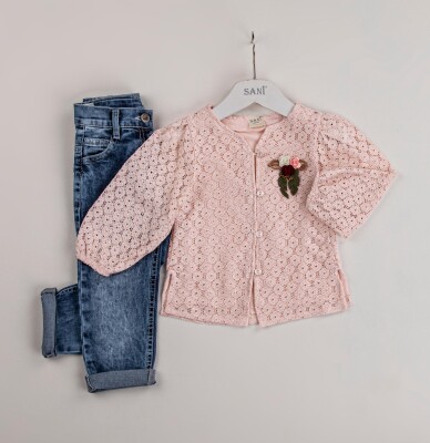 Wholesale 2-Piece Girls Shirt Sets with Denim Pants 2-5Y Sani 1068-9805 - Sani (1)