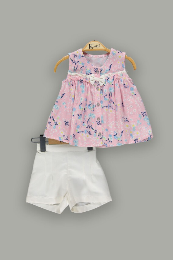 Wholesale 2-Piece Girls Shorts Sets with Sleeveless Blouse 2-5Y Kumru Bebe 1075-3665 - 1