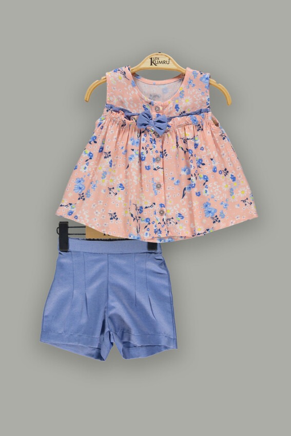 Wholesale 2-Piece Girls Shorts Sets with Sleeveless Blouse 2-5Y Kumru Bebe 1075-3665 - 2