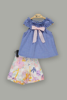 Wholesale 2-Piece Girls Shorts Sets with Sleeveless Blouse 2-5Y Kumru Bebe 1075-3683 Индиговый 