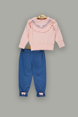 Wholesale 2-Piece Girls Sweat Sets with Pants 2-5Y Kumru Bebe 1075-3876 Pink