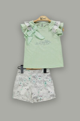 Wholesale 2-Piece Girls T-Shirt And Shorts Set 2-5Y Kumru Bebe 1075-3663 Мятно-зеленый