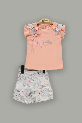 Wholesale 2-Piece Girls T-Shirt And Shorts Set 2-5Y Kumru Bebe 1075-3663 Лососевый цвет