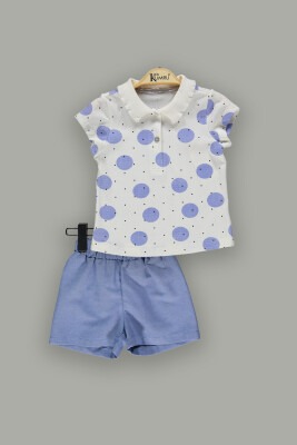 Wholesale 2-Piece Girls T-Shirt Sets with Shorts 2-5Y Kumru Bebe 1075-3748 Экрю