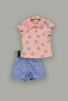 Wholesale 2-Piece Girls T-Shirt Sets with Shorts 2-5Y Kumru Bebe 1075-3748 - Kumru Bebe