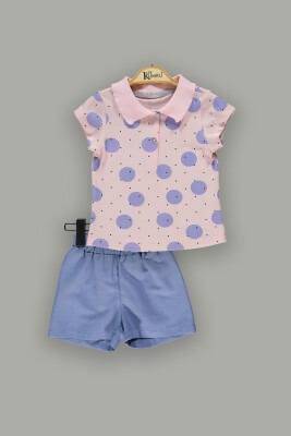 Wholesale 2-Piece Girls T-Shirt Sets with Shorts 2-5Y Kumru Bebe 1075-3748 - Kumru Bebe (1)