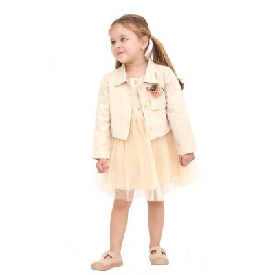 Wholesale 2-Piece Girls Tulle Dress with Bolero 2-5Y Lilax 1049-5976 - Lilax
