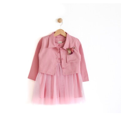 Wholesale 2-Piece Girls Tulle Dress with Bolero 2-5Y Lilax 1049-5976 - 3