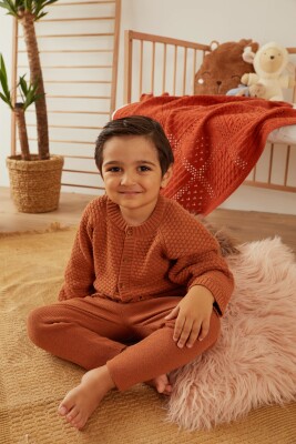 Wholesale 2-Piece Organic Cotton Baby Boys Knitwear Set with Sweater and Pants 3-12M Uludağ Triko 1061-21 - Uludağ Triko