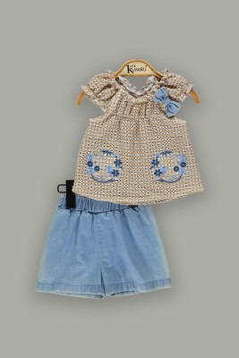 Wholesale 2-Piece Shirt Set with Shorts 6-18M Kumru Bebe 1075-3696 Beige