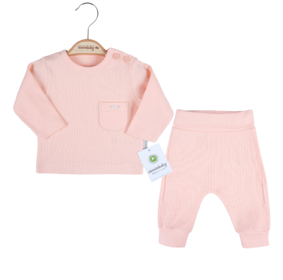Wholesale 2-Piece Sweat and Pants Set 0-9M Ciccimbaby 1043-4778 Salmon Color 