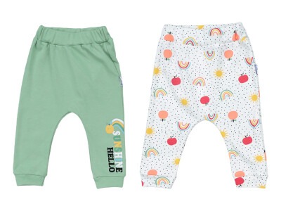 Wholesale 2-Piece Unisex Baby Pants 3-18M Miniworld 1003-16438 Зелёный миндаль 