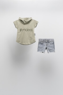 Wholesale 2-Piece Unisex Kids T-shirt and DEnim Shorts Set 6-9Y Moi Noi 1058-MN51363 - Moi Noi