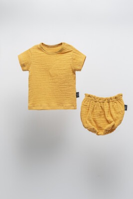 Wholesale 2-Piece Unisex Muslin T-shirt and Shorts Set 3-24M Moi Noi 1058-MN51281 Mustard