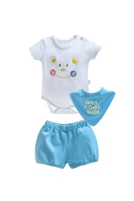 Wholesale 3-Piece Baby Boys Onesies Set With Shorts and Bibs 0-6M Wogi 1030-WG-2111 - Wogi
