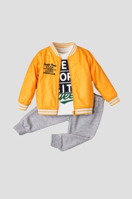 Wholesale 3-Piece Baby Boys Raincoat Set with Sweatpants and T-Shirt 9-24M Kidexs 1026-90121 - Kidexs (1)